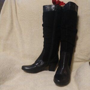 Born leather and suede knee high boots with studded trim sz 10